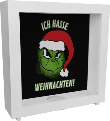 Produktbild von Ich hasse Weihnachten Rahmen Spardose aus Holz mit Spruch