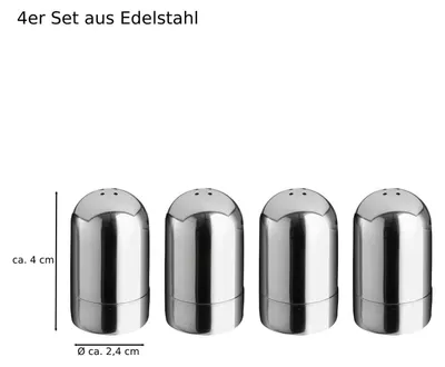 Produktbild von 4er Set Edelstahl Salzstreuer Pfefferstreuer Gewürzstreuer Gewürzdose