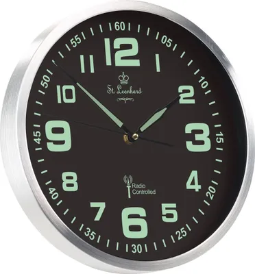 Image de Horloge murale radio-pilotée phosphorescente à quartz
