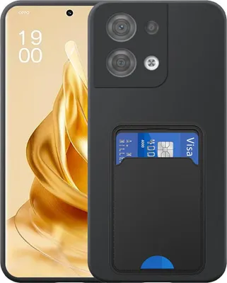 Image de Adaptée à l'Oppo Reno 9 Pro Plus Phone Case with TPU Card Holder - Flexible Back Cover Case Silicone TPU with Cardslot - Black - Smartphonics