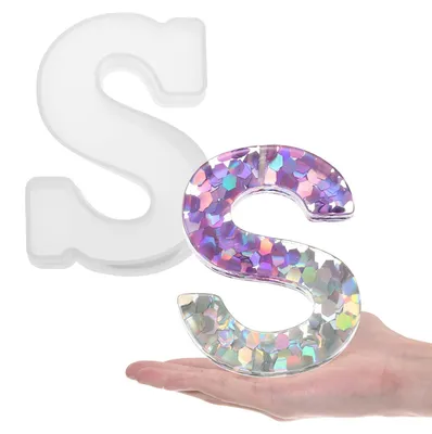 Silikon-Buchstabe S, 15 cm, 3D-Form für Harz, Kerzen & Seife