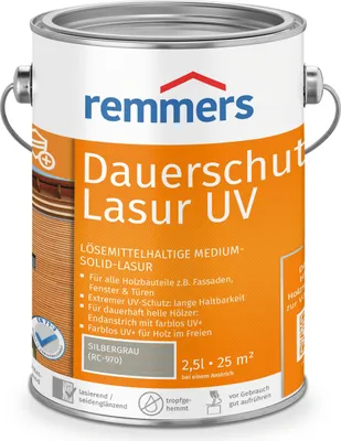 Produktbild von Remmers Dauerschutz-Lasur UV silbergrau (RC-970) 2,5 l, Holzlasur