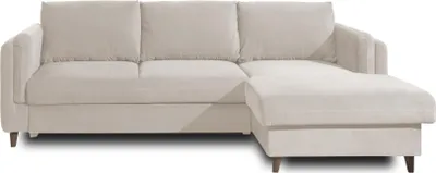 Image de Lisa Design Brooke - canapé d'angle droit - convertible avec coffre - 4 places - en velours , Beige