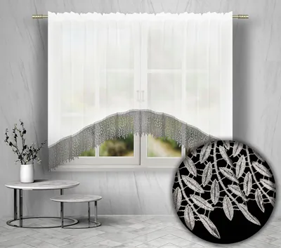 Obrázok produktu pre Vysokokvalitná hotová záclona VOILE Store s čipkou biela + sivá čipka 400x180cm