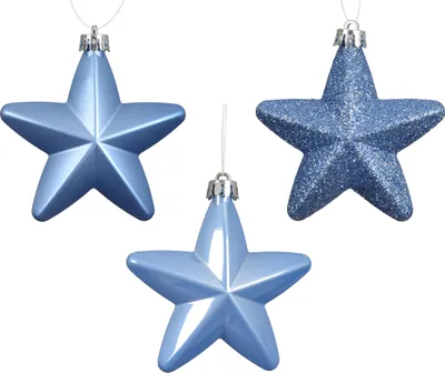 Produktbild von Christbaumschmuck Sterne 7cm Kunststoff 6 Stück - Himmelblau