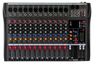 Zdjęcie produktu dla Mikser audio, 12 kanałów, z obsługą USB i Bluetooth, kolor czarny