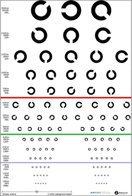 Produktbild von Sehtafel für Sehschärfentestung von Kindern & Analphabeten, 30,5x21,5 cm, abgerundete Ecken, EN ISO 8596