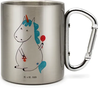 Produktbild von Mr. & Mrs. Panda Thermobecher Einhorn Baby - Transparent - Geschenk, Teebecher, Einhörner, thermotasse, Becher Aus Edelstahl, Unicorn, Geburt, Trinkbecher, Eltern