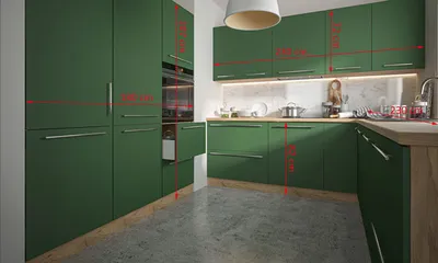 Immagine prodotto di Mobile cucina "Silver" Cucina componibile Blocco cucina rovere artigianale - verde pino Dotazione selezionabile