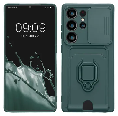 Produktbild von kwmobile Handyhülle kompatibel mit Samsung Galaxy S25 Ultra - Softcase mit Kameraschutz - Kartenfach - Moosgrün