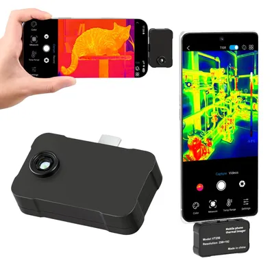 Produktbild von SucceBuy Wärmebildkamera für iOS & Android, 512x384 und 256x192 IR-Auflösung, Thermografiekamera für Smartphone und Tablet mit USB-C, 25Hz Infrarotkamera mit 6 Farbpaletten für Temperaturen von -20°C bis 550°C