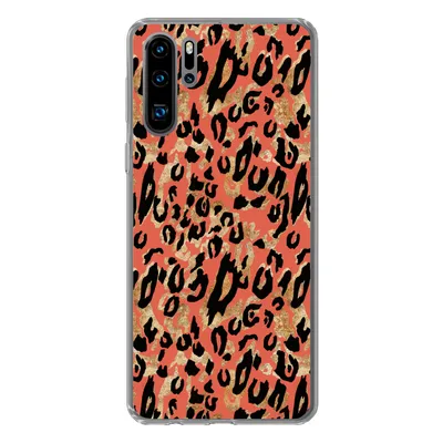 Produktbild von MuchoWow® Handyhülle Schutzhülle Hülle für Huawei P30 Pro Pantherdruck - Gold - Rosa Silikon Softcase Handy Hülle - Schutzdeckel
