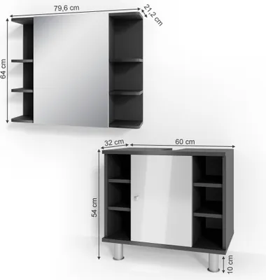 Obrázok produktu pre Súprava kúpeľňového nábytku Vicco Fynn antracitová 2 diely, Model 30260