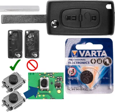 Produktbild von Repair Reparatur Satz Autoschlüssel Funk Fernbedienung Austausch Gehäuse mit 2 Tasten + HU83 Rohling + Batterie kompatibel mit Peugeot 207 307 308 807 5008
