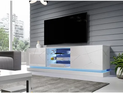 Obrázek produktu pro TV stolek s LED osvětlením ANDRE - lesklý bílý