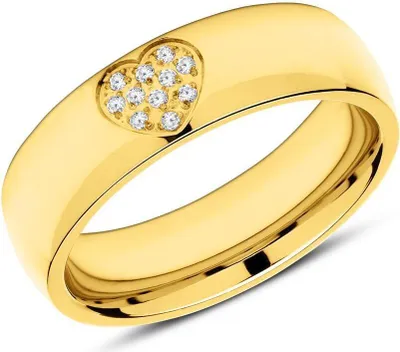 Produktbild von Vergoldeter Edelstahl Ring Herz Zirkonia