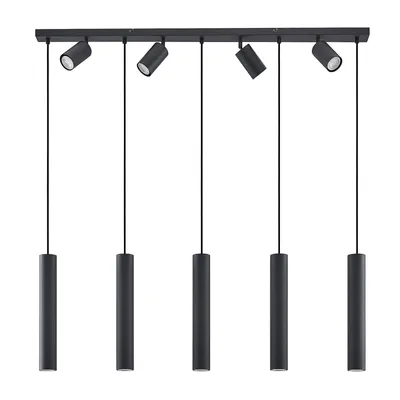 Produktbild von Lindby Hängeleuchte Sanad, 116 cm, 9-flg., schwarz, GU10