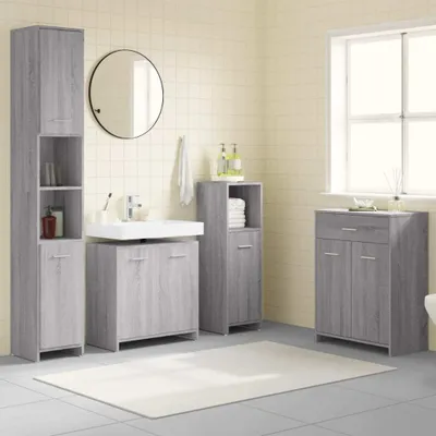 Image de Maison Exclusive - Ensemble de meubles de salle de bain 4 pcs Sonoma gris
