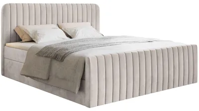 Produktbild von Selsey Saliano - Boxspringbett 160x200 mit Bettkasten, Topper und Samtbezug, Beige
