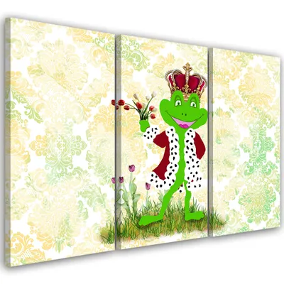 Produktbild von Triptychon auf leinwand abstrakte tiere - grün 60x40 cm Feeby grün wandbild bereit zum aufhängen