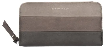 Image de TOM TAILOR - Portefeuille en simili cuir, modèle Ellen, long, fermeture éclair, couleur gris mélangé