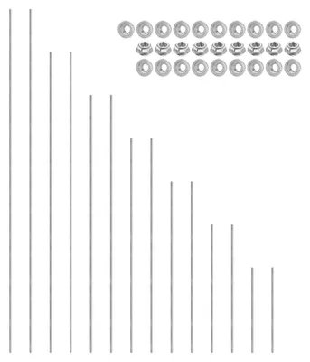 Gewindestangen-Set M3 x 0,5 mm, 7 Längen, 304 Edelstahl, 28 Flanschmuttern