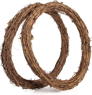 Produktbild von 2 Stück 35 cm große natürliche Weinrebenkränze, Reifenkranz für selbstgemachte dekorative Kränze oder Hochzeitshintergründe
