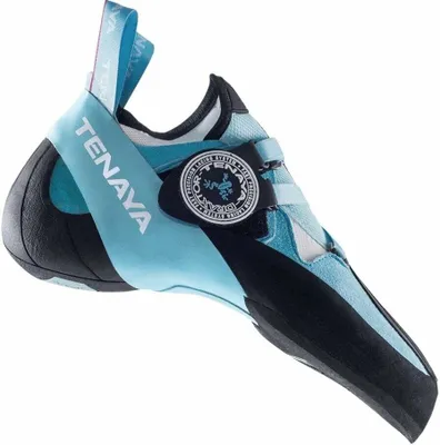 A single climbing shoe is shown against a white background.