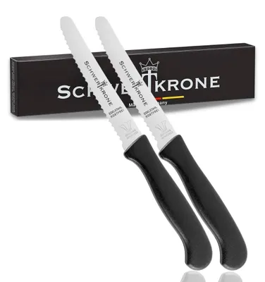 Frühstücksmesser-Set mit 2 – 21 cm, rostfreier Stahl, Wellenschliff