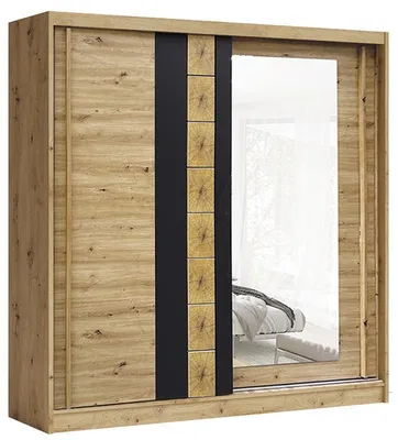 Productafbeelding van AVANTGARDE Schuifdeurkast 200 cm met spiegel, Artisan/Graphit