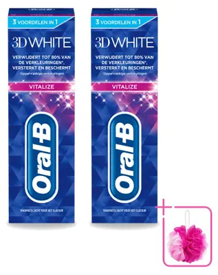 Immagine prodotto di 2 confezioni di dentifricio sbiancante Oral-B 3D White Vitalize, 75 ml ciascuna, confezione multipack, 2 pezzi