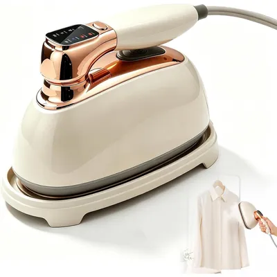 Produktbild von Dampfbügeleisen Reise 1000W, tragbares Mini Bügeleisen mit LCD Display, 260ml Wassertank und 8 Dampfmodi, 180° Drehgriff für Kleidung