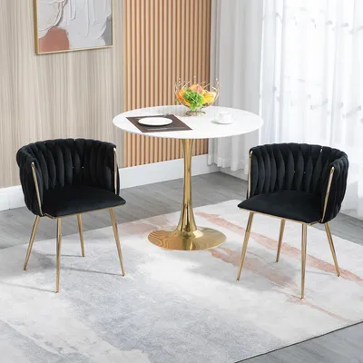 Produktbild von STILVORA 2er-Set Esszimmerstuhl mit goldenen Metallbeinen, Essstuhl mit weichen Kissen für Esszimmer, Wohnzimmer und Schlafzimmer