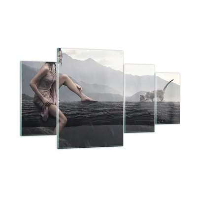 Produktbild von Bilder auf glas - Tiere Katze Mode Modell - 160x90cm - Glasbilder - Wandbilder - Kunstdruck - zum Aufhängen bereit - Wanddekoration aus Glas - Glas Bilder - Wandbild auf Glas - GDL160x90-2134