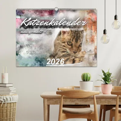 Produktbild von Katzenkalender mausgemalt (Wandkalender 2026 DIN A2 quer), CALVENDO Monatskalender