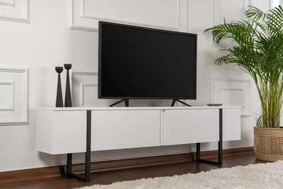 Produktbild von Skye Decor, Serenity - White, Black, TV-Ständer, Weiß, 100% MELAMINBESCHICHTETE SPANNPLATTE, 180 x 30 x 45 cm