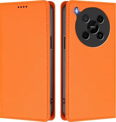 Produktbild von Handyhülle für ZTE Blade V70 Max/nubia V70 Max, Kunstleder Klapphülle Stoßfeste Magnetische Hülle mit Ständer Orange