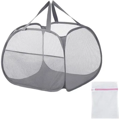 Produktbild von Klappbarer Wäschekorb, feinmaschiger Beutel, Badezimmerspielzeugbox, Faltdurchmesser 50cm