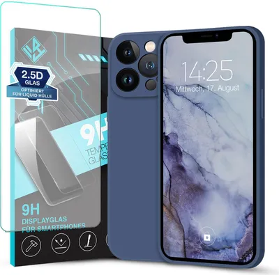 Produktbild von Hülle für Apple iPhone 12 Pro Max mit 9H Displayglas Displayschutz Plus Case Cover Bumper Silikon Softgrip Schutzhülle Farbe: Lavendelblau