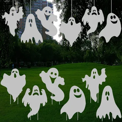 Productafbeelding van Halloween-decoraties voor buiten - 6 stuks met griezelige schrikgeesten