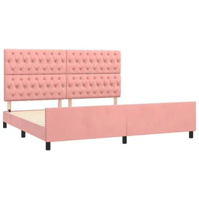 Image de vidaXL Cadre de lit avec tête de lit rose 200x200 cm velours