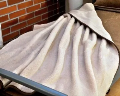 Produktbild von Camel & Merino Wolle Kuscheldecke 180x200 cm Beige