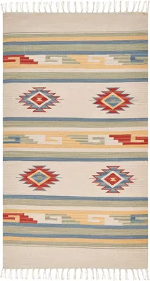 Produktbild von BELIANI Kelim-Teppich Mehrfarbig Baumwolle 80 x 150 cm mit Fransen Geometrischem Muster Handgewebt Zweiseitig Läufer Modern Wohnzimmer Schlafzimmer