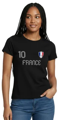 Produktbild von Spreadshirt Frankreich Flagge | Frankreich Trikot Frauen T-Shirt, M, Schwarz