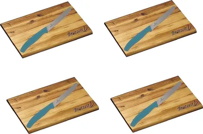 Produktbild von Kesper 8-TLG. Brotzeitbrett-Set Frühstücksbrett Frühstücksbrettchen Holz Akazie Essbrett Schneidbrett XL Set Brotzeit extra groß!