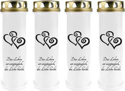 Image de Bougie funéraire - Pack de 4 - Blanc 100h ( couvercle or ) - coeur