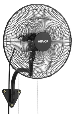 Image de Ventilateur mural industriel VEVOR 59 W, 51 cm, 6,5 m/s, ventilateur mural oscillant à 3 vitesses et angle d'inclinaison réglable, ventilateur industriel professionnel pour atelier, garage, entrepôt, salle de sport, noir