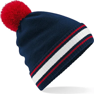Produktbild von Beechfield B472 | Stadium Beanie - Farbe: French Navy/Classic Red/White - Größe: One Size