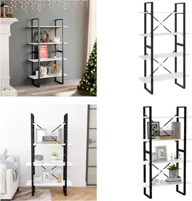 Zdjęcie produktu dla vidaXL Regał na książki 4 przegrody Biały 80x30x140 cm Materiał drewnopochodny - Regał na książki - Regał na książki - Regał na książki