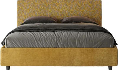Produktbild von ITYHOME - Gepolstertes Bett mit Bettkasten 160x210 mit Stoffbezug Era 06 Gelb Arla